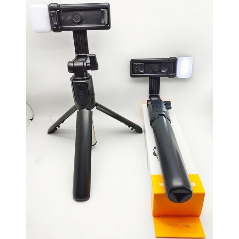 tongsis tripod led 4 in 1 remote bluetooth selfie stick with led