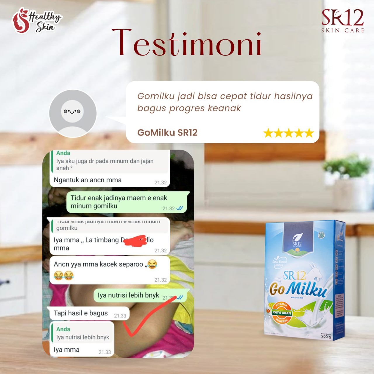 SR12 Gomilku Susu Kambing Etawa 200gram Mengandung Daun Kelor Ikan Gabus Madu
