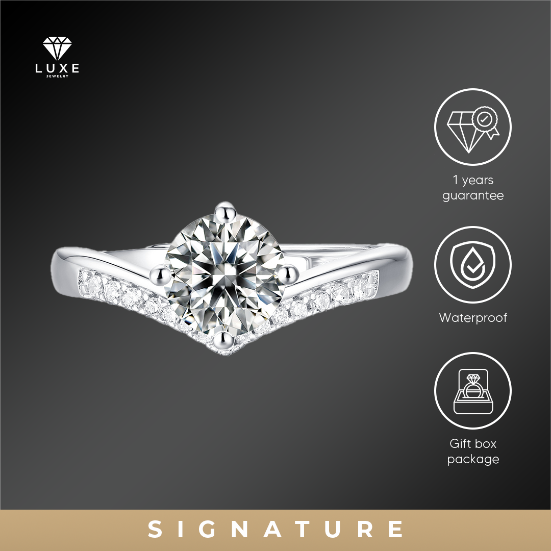 LUXE JEWELRY Cincin Lamaran Wanita Perempuan Adjustable Elegan Zirconia Ring LJR007