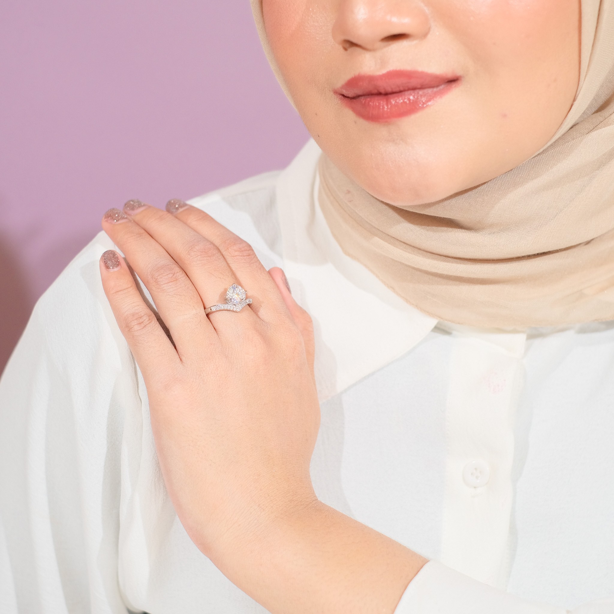 LUXE JEWELRY Cincin Lamaran Wanita Perempuan Adjustable Elegan Zirconia Ring LJR007