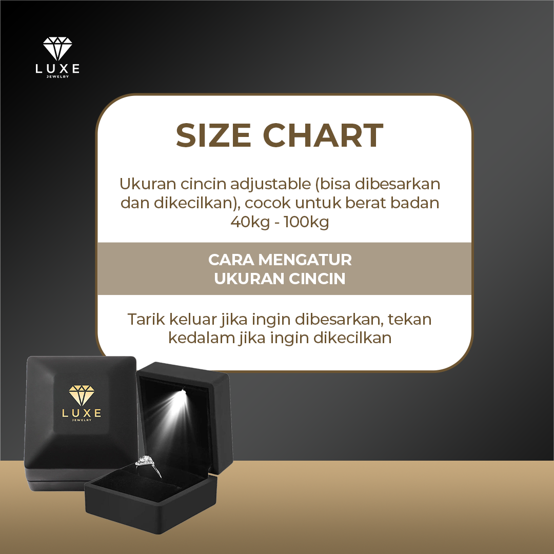 LUXE JEWELRY Cincin Lamaran Wanita Perempuan Adjustable Elegan Zirconia Ring LJR007