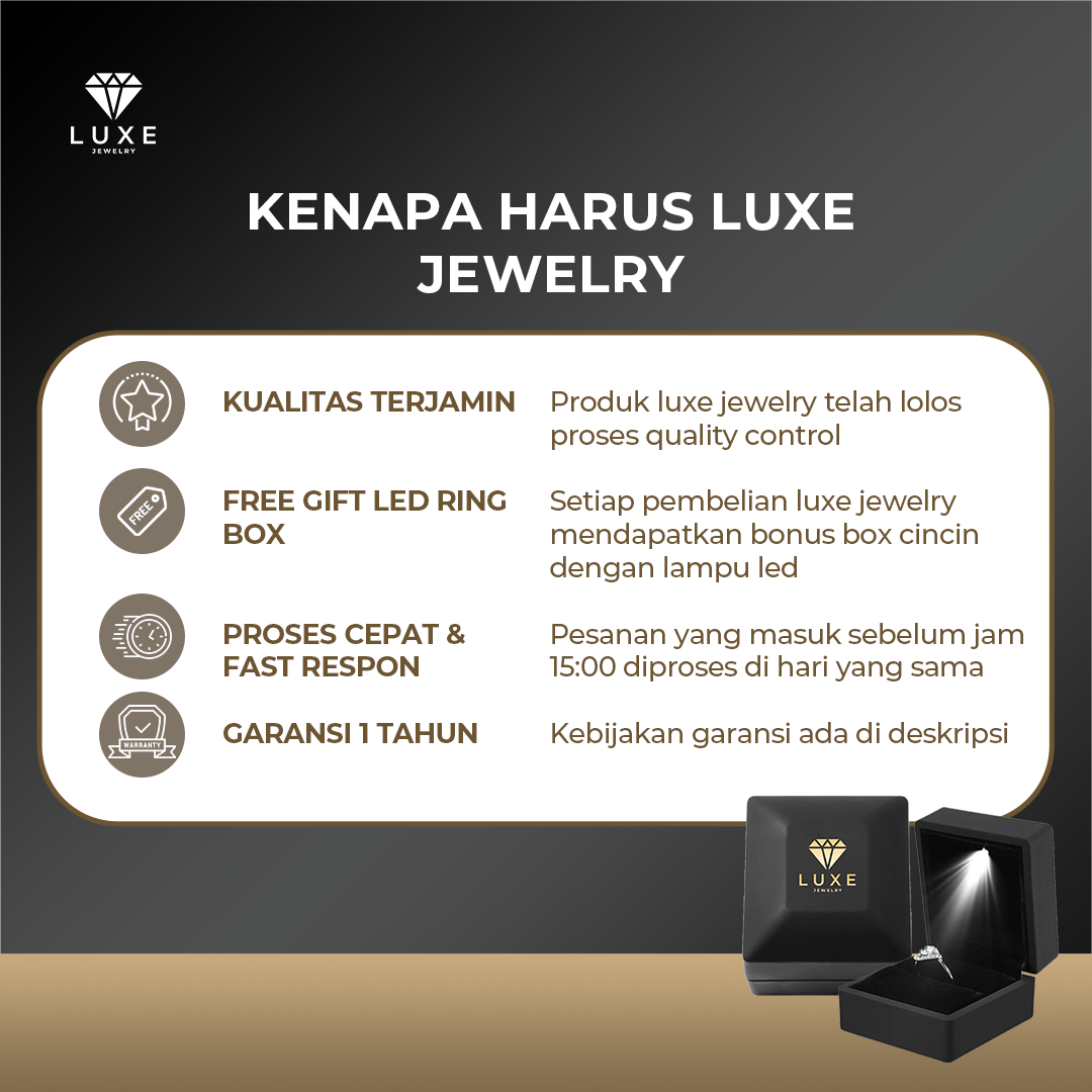 LUXE JEWELRY Cincin Lamaran Wanita Perempuan Adjustable Elegan Zirconia Ring LJR007