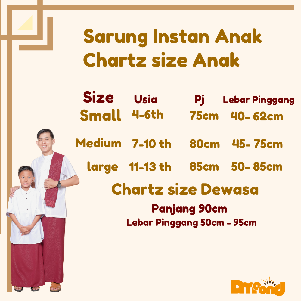 SARUNG INSTAN COUPLE ANAK DAN AYAH BAHAN EMBOSE PREMIUM