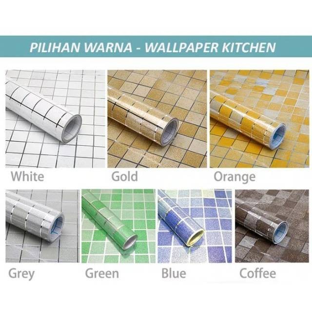 Stiker Dapur Anti Minyak, Anti Panas Dan Anti Air Motif Kotak Kotak  ABU ABU-COFFE