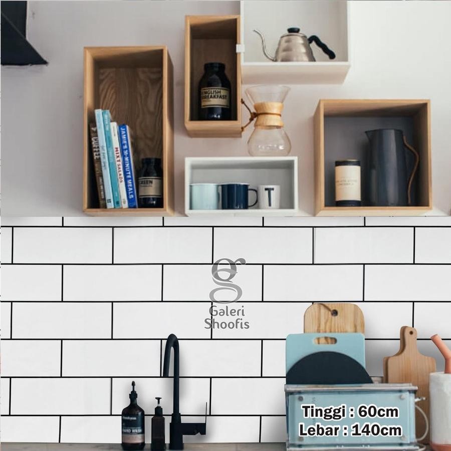 Stiker Dapur Anti Minyak, Anti Panas Dan Anti Air Motif Kotak Kotak  ABU ABU-COFFE